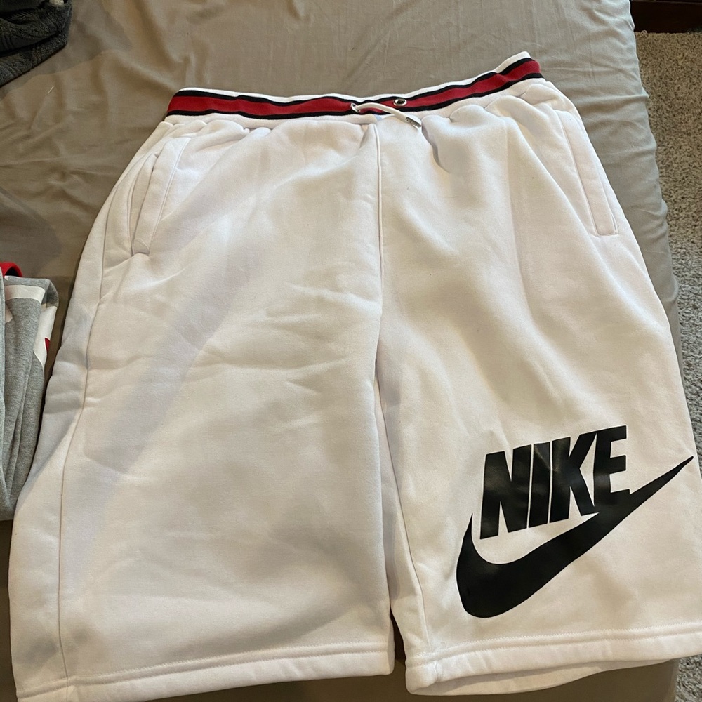 White Nike sweatshorts